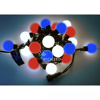 Гирлянда светодиодная триколор постоянного свечения 220B, LED, провод черный, IP65 Rich LED RL-S5-20C-40B-B/WBR