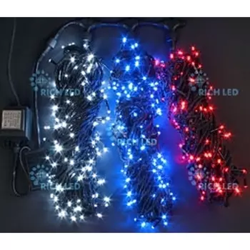 Гирлянда светодиодная триколор режимов свечения 24B, LED, провод черный, IP54 Rich LED RL-T3*20N2-B/WBR