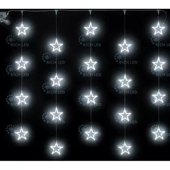 Гирлянда светодиодная Занавес белая 220B, LED, провод прозрачный, IP54 Rich LED RL-CMST2*2-T/W