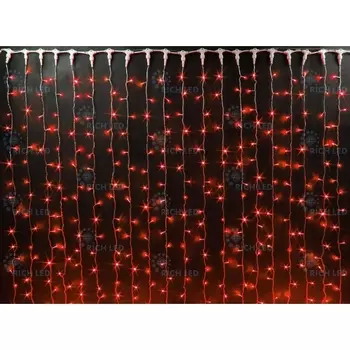 Гирлянда светодиодная Занавес красная 220B, LED, провод белый, IP65 Rich LED RL-C2*6-CW/R