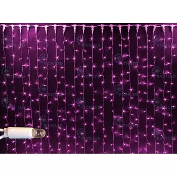 Гирлянда светодиодная Занавес розовая 220B, LED, провод белый, IP65 Rich LED RL-C2*3-CW/P