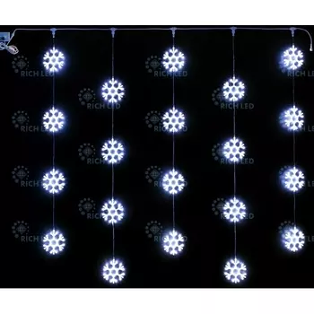 Гирлянда светодиодная Занавес синяя 220B, LED, провод прозрачный, IP54 Rich LED RL-CMSF2*2-T/B