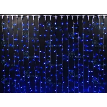 Гирлянда светодиодная Занавес синяя 220B, LED, провод белый, IP65 Rich LED RL-C2*6-CW/B