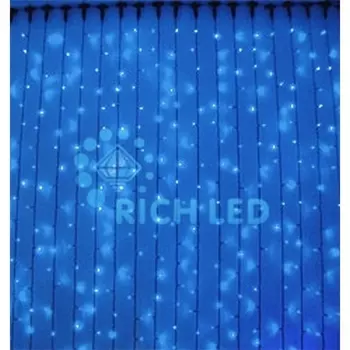 Гирлянда светодиодная Занавес синяя с мерцанием 220B, LED, провод прозрачный, IP54 Rich LED RL-C2*3F-T/B