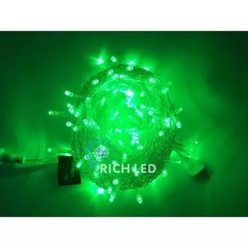 Гирлянда светодиодная зеленая постоянного свечения 220B, LED, провод прозрачный, IP54 Rich LED RL-S10C-220V-T/G