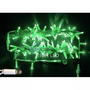 Гирлянда светодиодная зеленая постоянного свечения 220B, LED, провод белый, IP65 Rich LED RL-S10C-220V-CW/G
