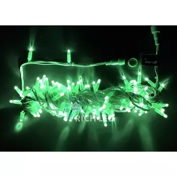 Гирлянда светодиодная зеленая постоянного свечения 24B, LED, провод белый, IP65 Rich LED RL-S10C-24V-CW/G