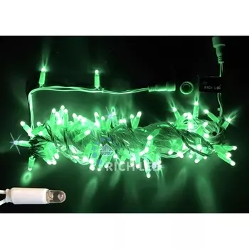Гирлянда светодиодная зеленая с мерцанием 24B, LED, провод прозрачный, IP65 Rich LED RL-S10CF-24V-CT/G