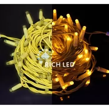 Гирлянда светодиодная желтая постоянного свечения 220B, LED, провод желтый, IP65 Rich LED RL-S10C-220V-C2Y/Y
