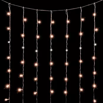 Гирлянда Занавес Облегченный x 3 м Экстра Тепло-Белый с Мерцанием Белого Диода 220В, LED, Провод Прозрачны ПВХ, IP54 Laitcom Занавесы PCL600NOTBLW-10-2EWW