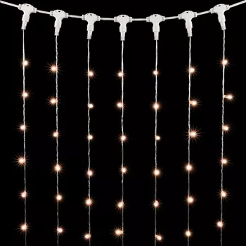 Гирлянда Занавес с Колпачком x 3 м Экстра Тепло-Белый 220В, LED, Провод Прозрачный ПВХ, IP65 Laitcom Занавесы PCL602CAP-10-2EWW