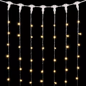 Гирлянда Занавес с Колпачком x м Тепло-Белый 220В, LED, Провод Прозрачный ПВХ, IP65 Laitcom Занавесы PCL601CAP-10-2WW
