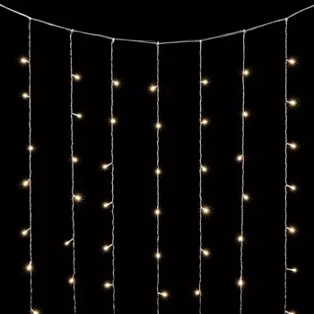 Гирлянда Занавес x 1,5 м Тепло-Белый 220В, LED, Провод Прозрачный ПВХ, IP20 Laitcom Занавесы PCL192C-40-2WW