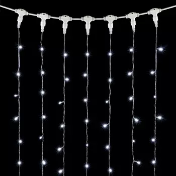 Гирлянда Занавес x 3 м Белый с Мерцанием Белого Диода 220В, LED, Провод Прозрачный ПВХ, IP54 Laitcom Занавесы PCL602BLW-10-2W