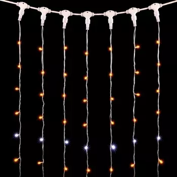 Гирлянда Занавес x 3 м Желтый с Мерцанием Белого Диода 220В, LED, Провод Прозрачный ПВХ, IP54 Laitcom Занавесы PCL602BLW-10-2Y