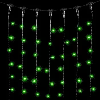 Гирлянда Занавес x м Зеленый 220В, LED, Провод Черный ПВХ, IP54 Laitcom Занавесы PCL202-11-2G