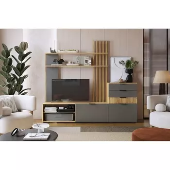 Гостиная Бери К3, цвет дуб крафт золотой/графит Mebelson (арт.ГК03Бери.2564)