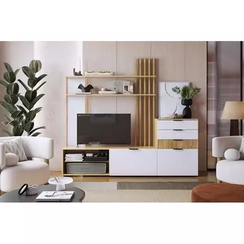 Гостиная Бери К3, цвет дуб крафт золотой/белое дерево Mebelson (арт.ГК03Бери.2563)