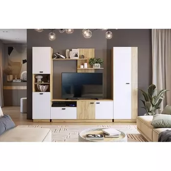 Гостиная "Моди К2", цвет дуб крафт золотой/белое дерево Mebelson (арт.MGM-K2МОДИ.2563)