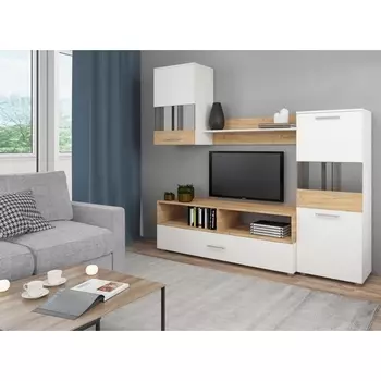 Готовая гостиная Алваро (Алваро белая / дуб золотой) Woodville арт.398915