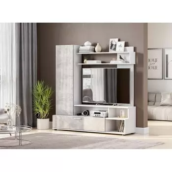 Готовая гостиная Woodville Nigel белый / цемент светлый 499621