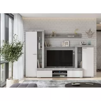 Готовая гостиная Woodville Swede цемент светлый / белый 499615