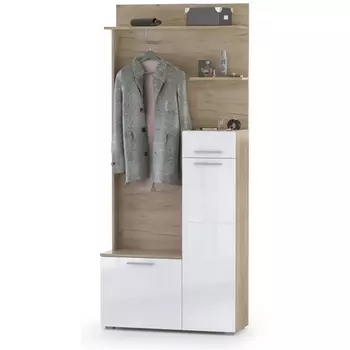 Готовая прихожая Mobi Лайн 10.16 дуб серый craft K 002 PW / белый глянец пвх 339718