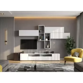 Готовые гостиные Woodville Валенсия комплектация 2 белый текстурный