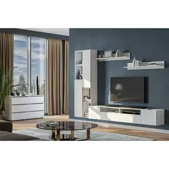 Готовые гостиные Woodville Валенсия комплектация 3 белый текстурный