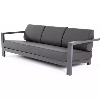 "Гранада" диван 3-местный, каркас алюминий темно-серый (RAL7024) шагрень, ткань темно-серая 027 4SIS арт.УТ-00006823