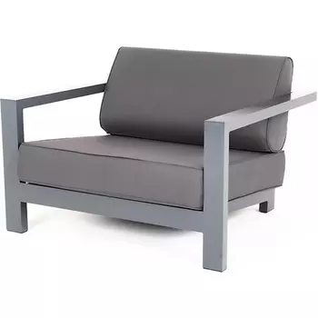 "Гранада" кресло алюминиевое, цвет темно-серый (RAL7024) муар, ткань темно-серая 027 4SIS арт.УТ-00007509