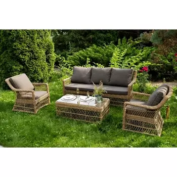 "Гранд Латте" лаунж-зона из искусственного ротанга, цвет соломенный 4SIS арт.УТ-00000564