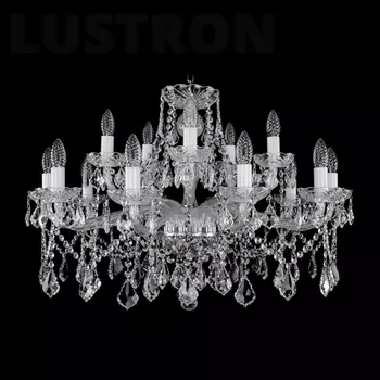 Хрустальная большая люстра Bohemia 1413 1413/10+5/300/Ni/Leafs