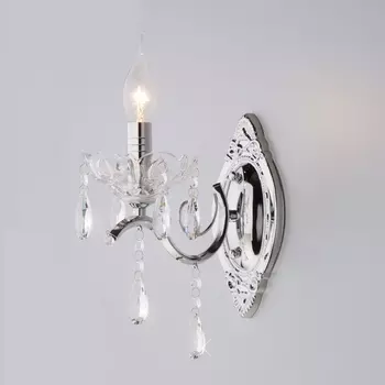 Хрустальное бра свеча 3188/1 хром/прозрачный хрусталь Strotskis (Eurosvet)