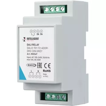 INTELLIGENT ARLIGHT Релейный модуль DALI2-701-72-ADDR-DRO-DIN Grey (230V, 1x16A) (IARL, DIN-рейка) 050547 Arlight