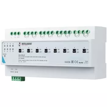 INTELLIGENT ARLIGHT Релейный модуль DALI2-708-82-ADDR-DRO-DIN Grey (230V, 8x16A) (IARL, IP20 Пластик, 3 года) 050548 Arlight