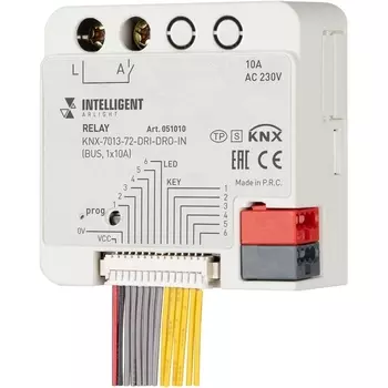 INTELLIGENT ARLIGHT Релейный модуль KNX-7013-72-DRI-DRO-IN (BUS, 1x10A) (IARL, IP20 Пластик, 2 года) 051010 Arlight
