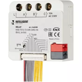 INTELLIGENT ARLIGHT Релейный модуль KNX-7013-72-DRI-DRO-IN (BUS, 3x10A) (IARL, IP20 Пластик, 2 года) 048385 Arlight