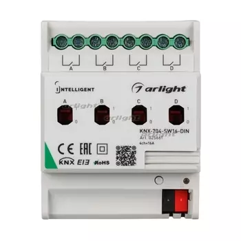INTELLIGENT Релейный модуль KNX-704-SW16-DIN (BUS, 4x16A) (Arlight) 025661