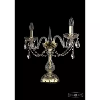 Настольная хрустальная лампа с подвесками Bohemia 1402 1402L/2/141-39/G подсвечник