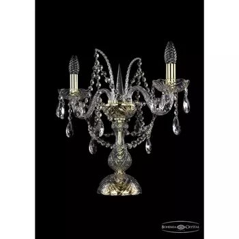 Настольная хрустальная лампа с подвесками Bohemia 1411 1411L/2/141-39/G подсвечник