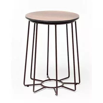 "Эквадор" журнальный стол из HPL круглый ?40 H55, каркас из алюминия коричневый (RAL 8016) муар, цвет столешницы "дуб" 4SIS арт.УТ-00006619