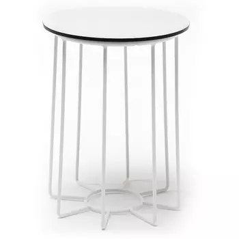 "Эквадор" журнальный стол из HPL круглый ?40 H55, каркас из стали белый, цвет столешницы "молочный" 4SIS арт.УТ-00006652