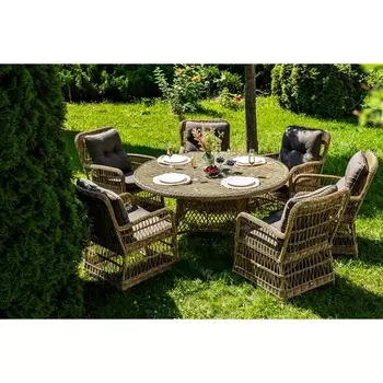 "Эспрессо–150 C" обеденная группа плетеная, цвет соломенный 4SIS арт.УТ-00008183