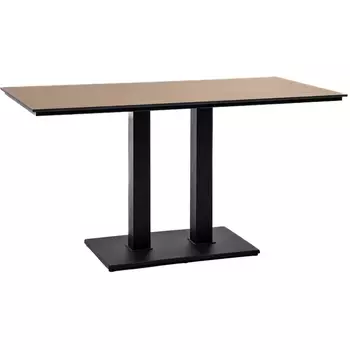 "Каффе" обеденный стол из HPL 140х70см, цвет "дуб", подстолье двойное черное чугун 4SIS арт.УТ-00008577