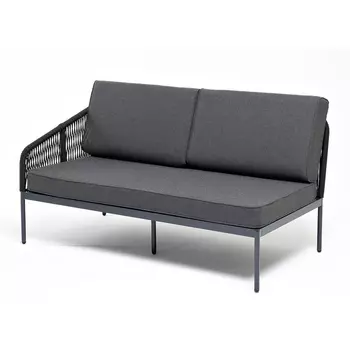 "Канны" правый модуль плетеный из роупа, каркас алюминий темно-серый (RAL7024) муар, роуп темно-серый круглый, ткань темно-серая 027 4SIS арт.УТ-00007131