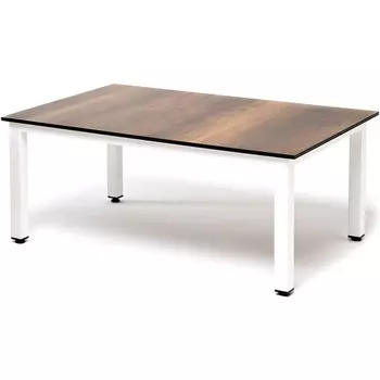 "Канны" журнальный столик из HPL 90х60, H40, каркас белый, цвет столешницы "дуб" 4SIS арт.УТ-00008358