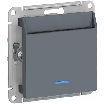 Карточный выключатель одноклавишный с подсветкой (грифель) Systeme Electric AtlasDesign ATN000767