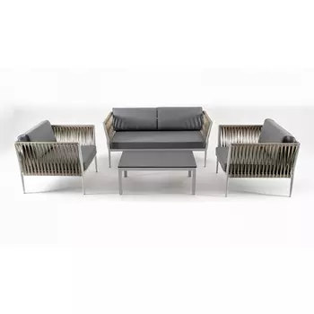 "Касабланка" лаунж-зона плетеная из роупа 4-местная, цвет серый 4SIS арт.УТ-00007286