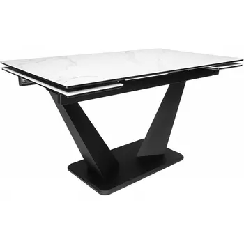 Керамический стол Кели 140 (Кели 140(200)х80х76 белый / черныйй) Woodville арт.588010